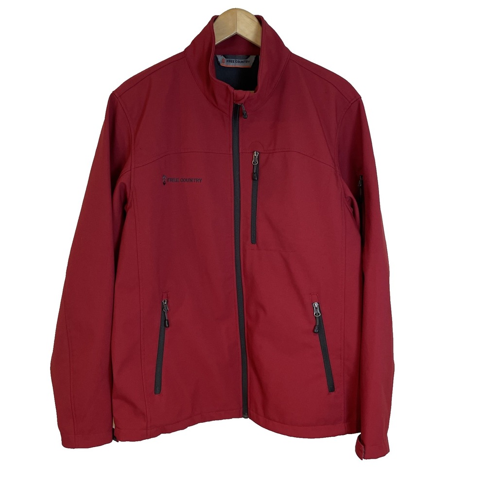 Free Country Men's‎ Jacket Size M Red Water Resistant Light Weight Softshell